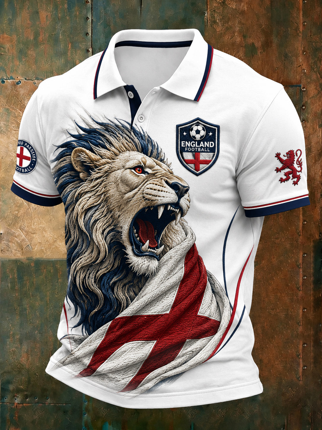 Retro England Football Fan Art Print Casual Jersey