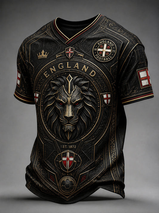 Retro England Football Fan Art Print Casual Jersey