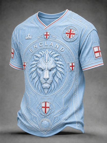 Retro England Football Fan Art Print Casual Jersey