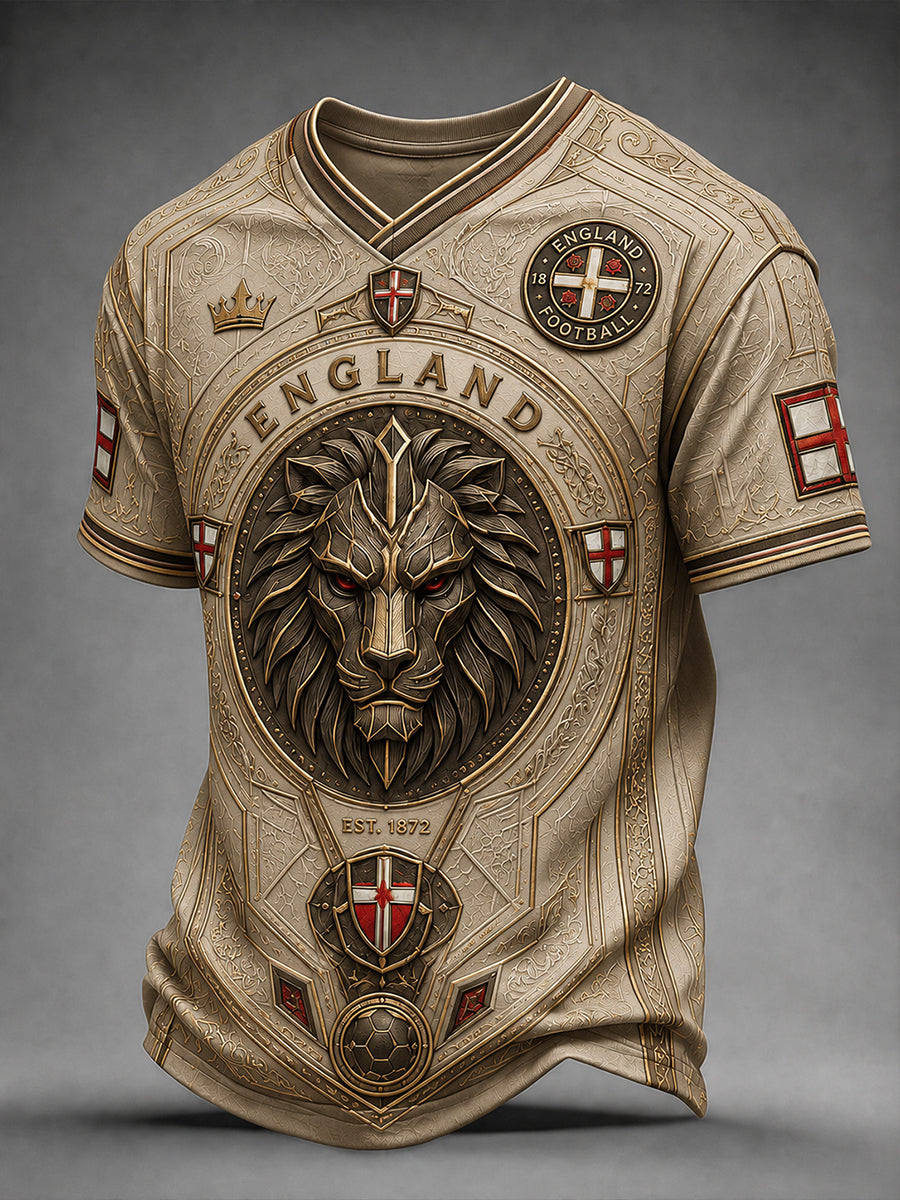 Retro England Football Fan Art Print Casual Jersey