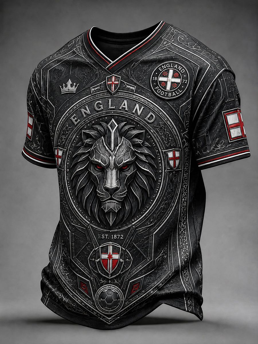 Retro England Football Fan Art Print Casual Jersey