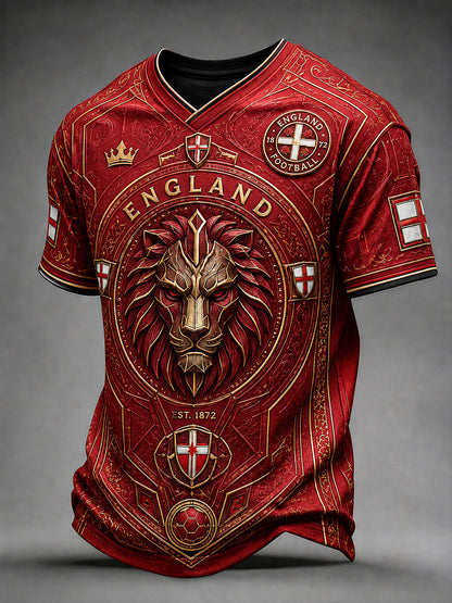 Retro England Football Fan Art Print Casual Jersey