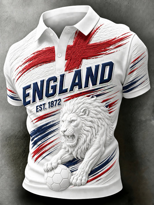Retro England Football Fan Art Print Casual Jersey