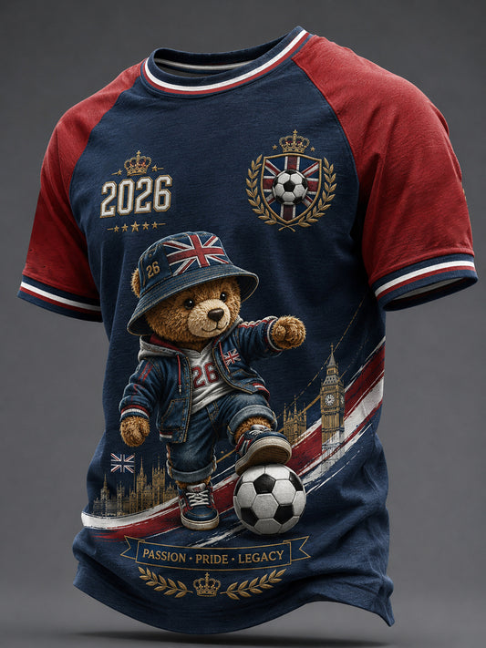 Men's British Football Printed Casual Short Sleeves T-shirt