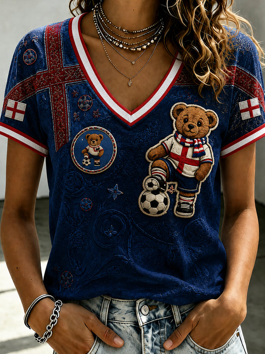 Vintage British Paddington Bear Soccer Art Print Casual Top