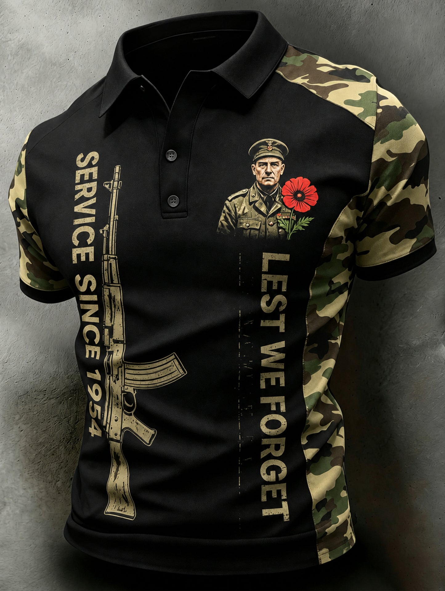 Men's British Veteran Weapon Series Art Print Polo
