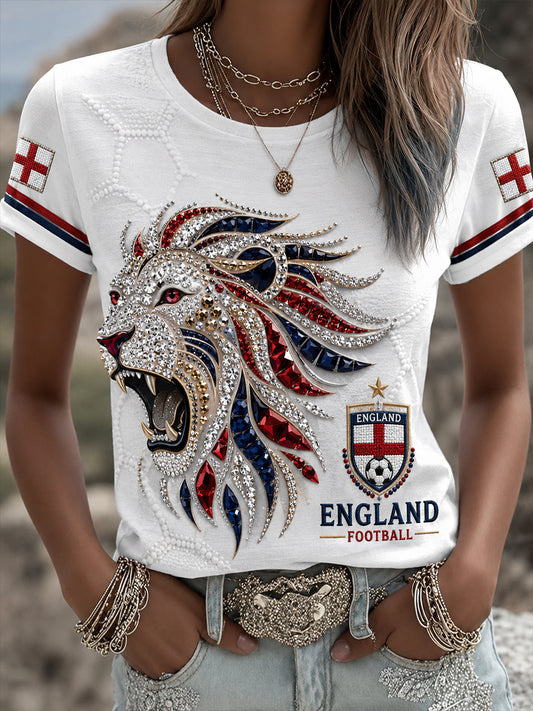Retro British Bear Soccer Fan Art Print Casual T-Shirt