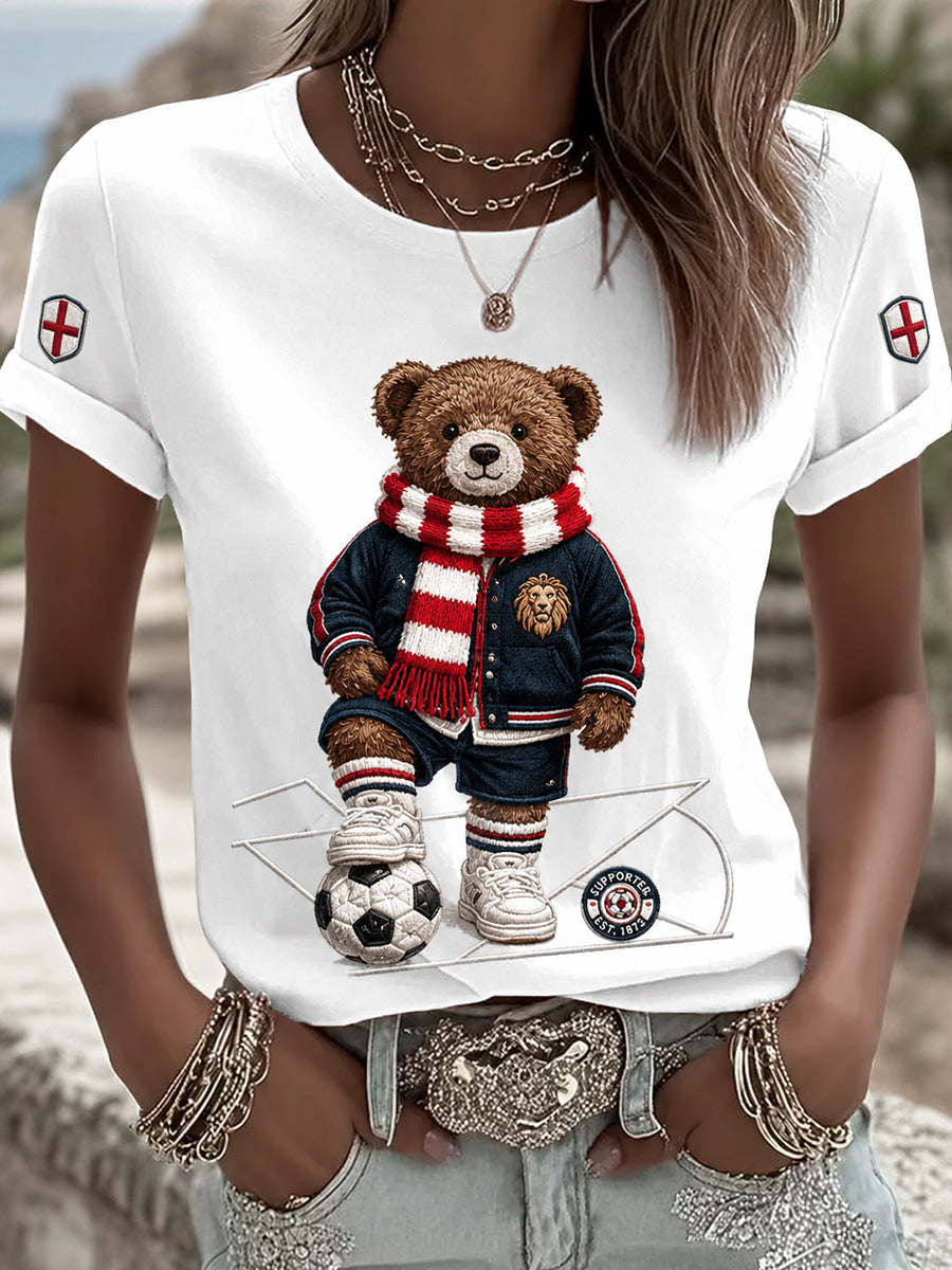 Retro British Paddington Bear Football Fan Art Print Casual Jersey