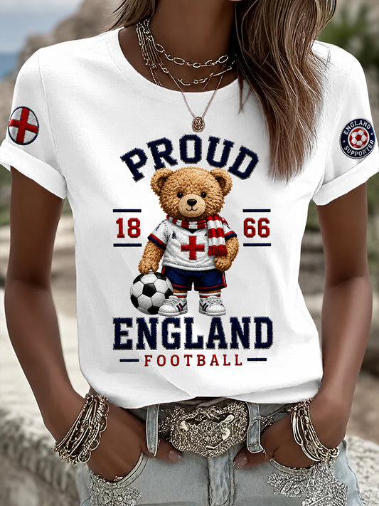 Retro British Bear Football Fan Art Print Casual Jersey