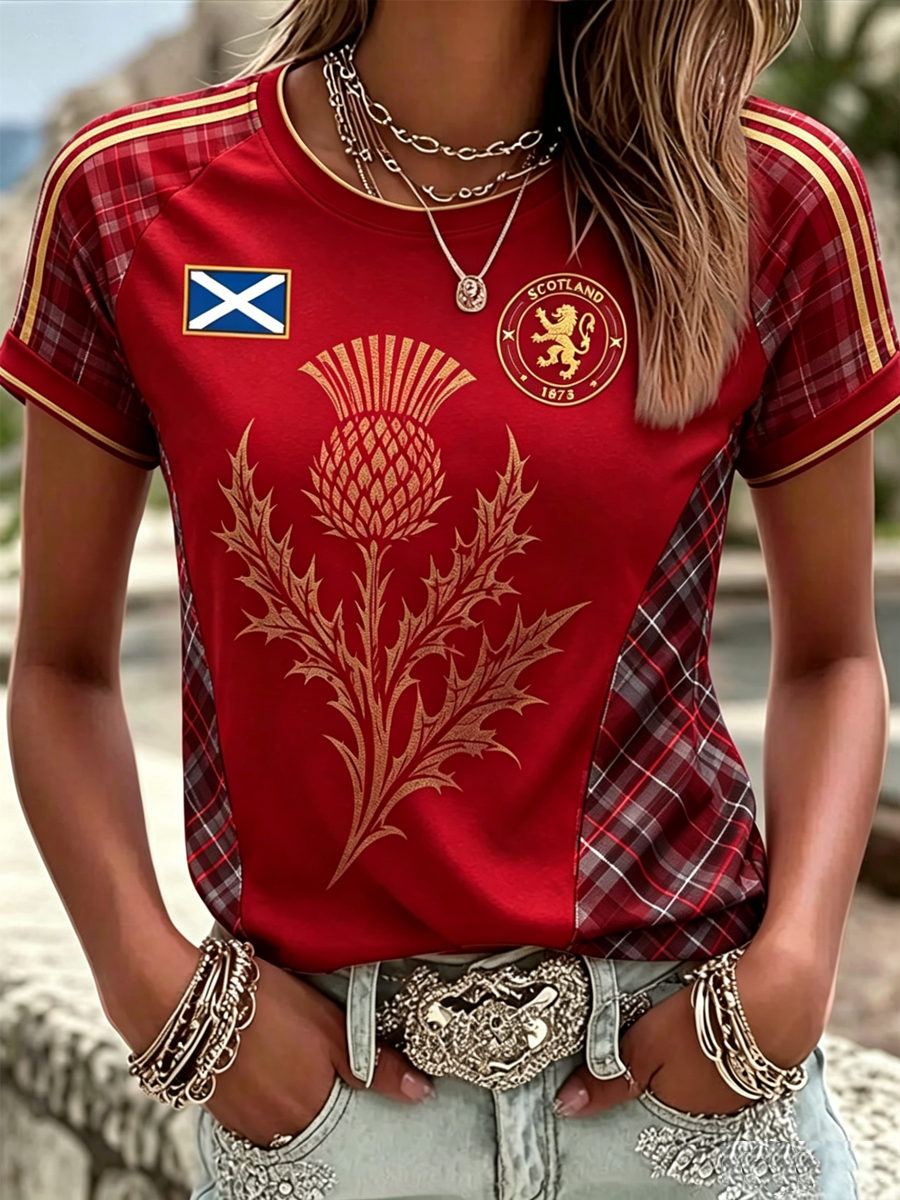 Women's SCOTLAND Printed round neck short sleeve T-shirt