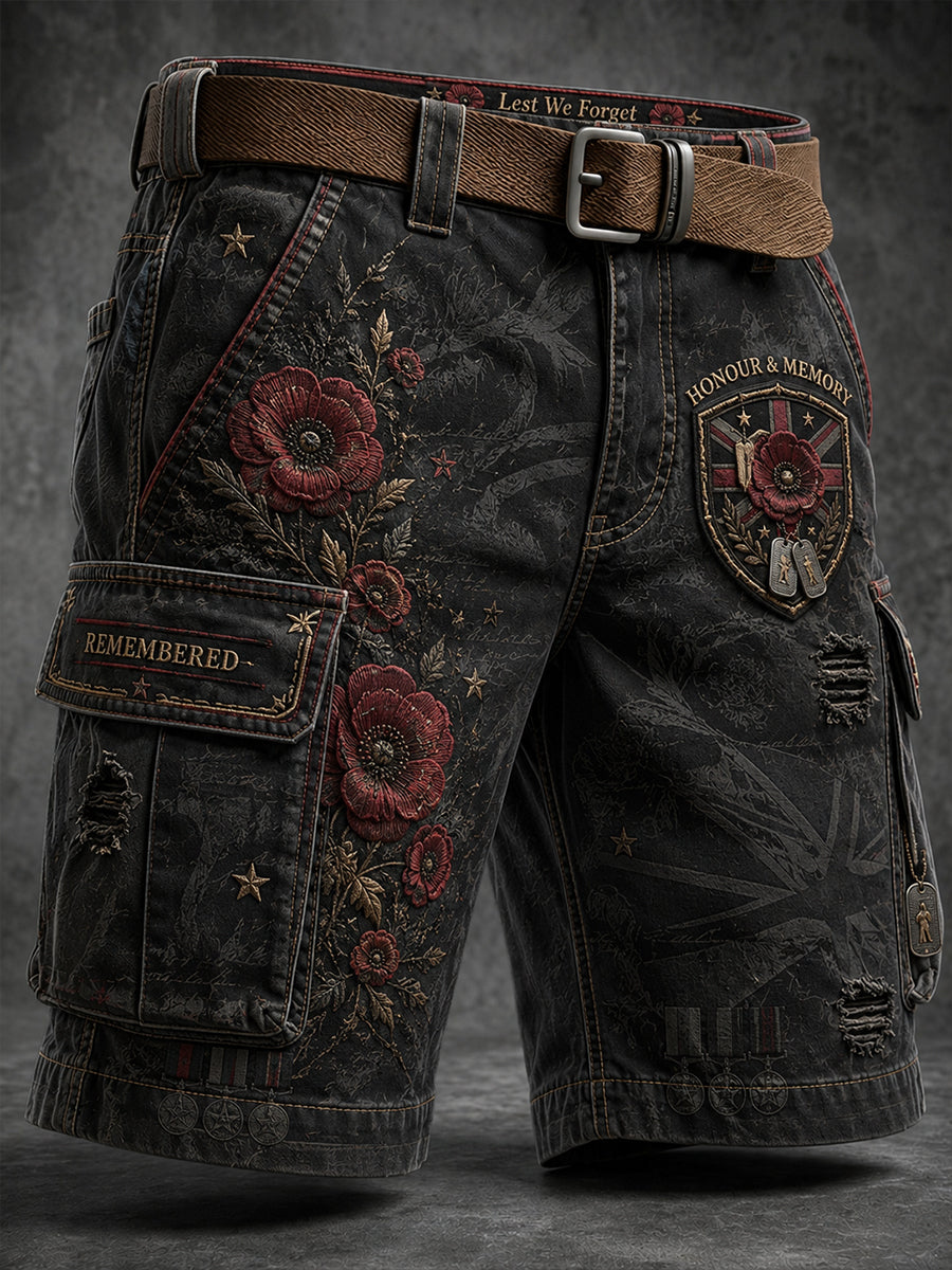 Men's British Flag Veteran Art Print Casual Shorts