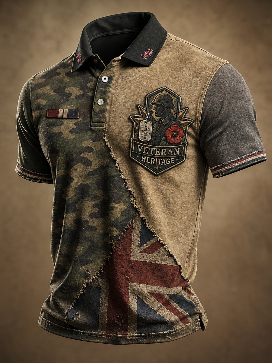 Men's Uk Flag Veteran Short Sleeves T-Shirt