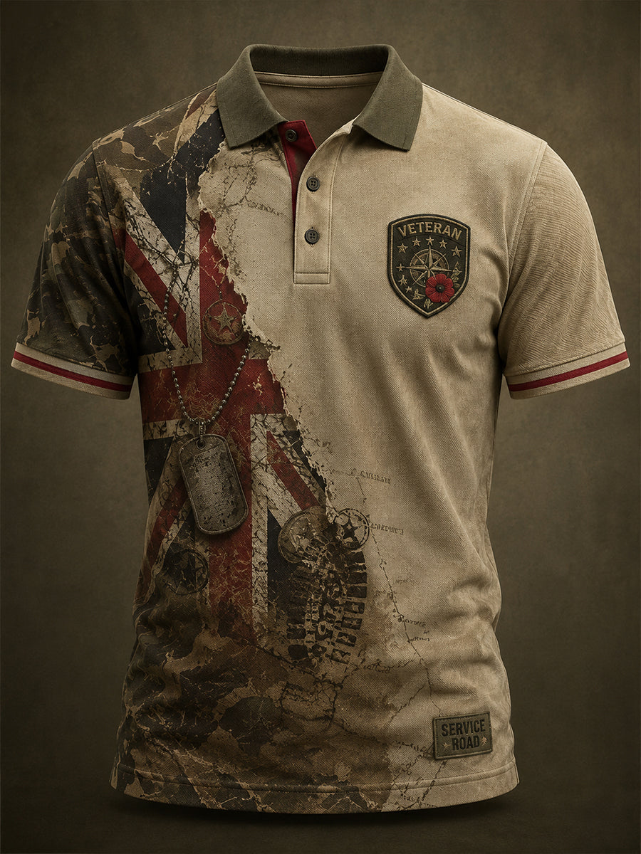 Men's Uk Flag Veteran Short Sleeves T-Shirt