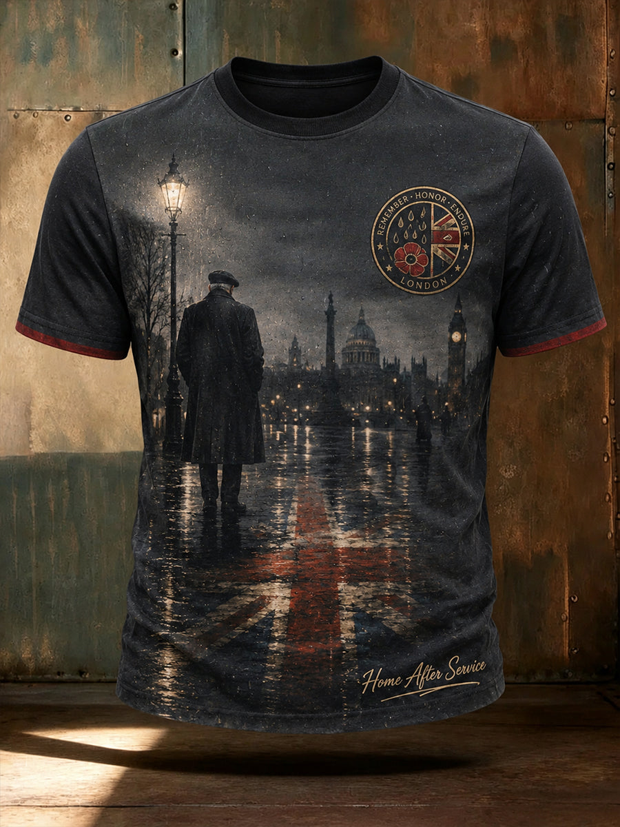 Men's Uk Flag Veteran Short Sleeves T-Shirt