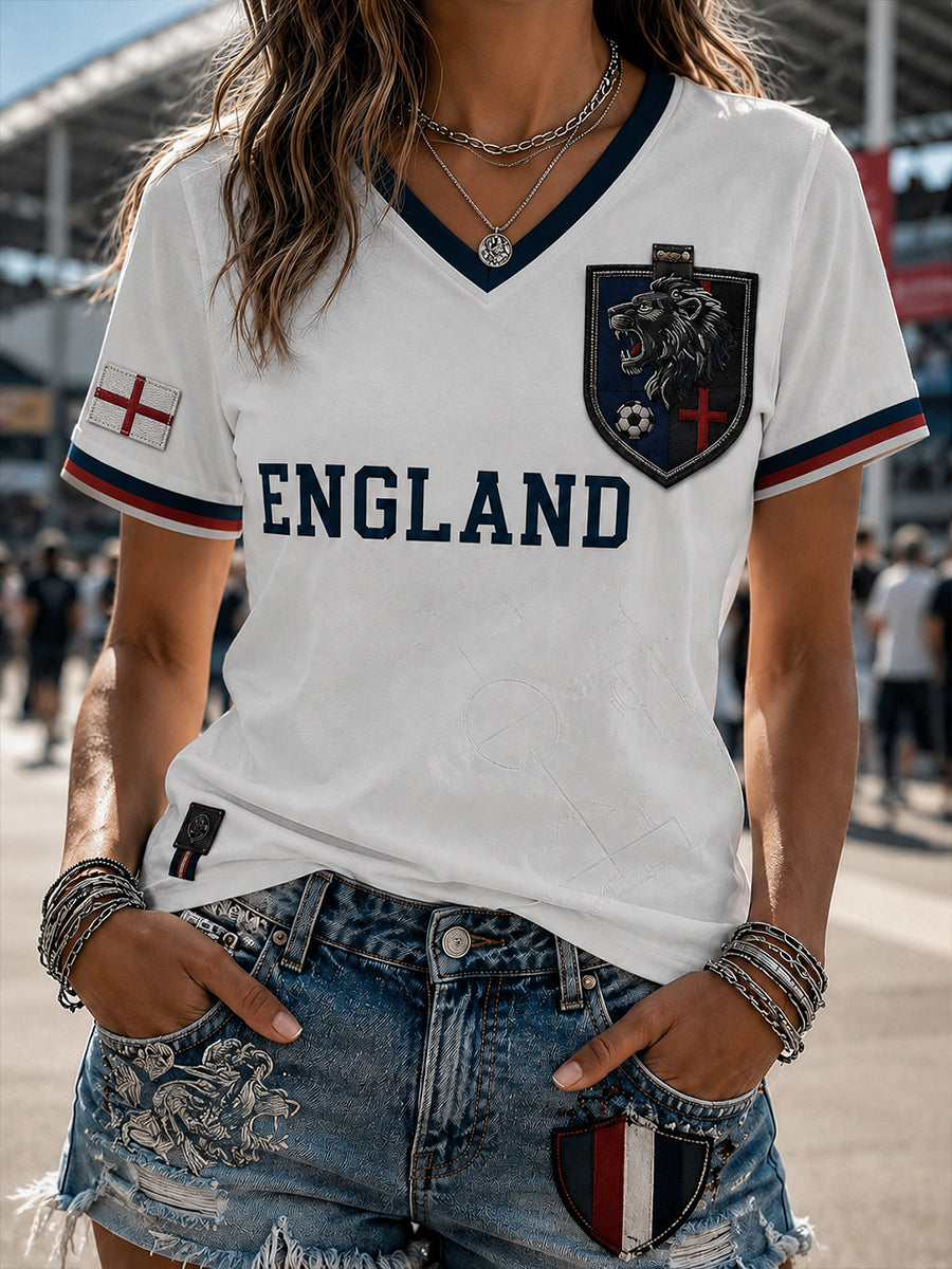 Retro England Football Fan Art Print Casual T-Shirt