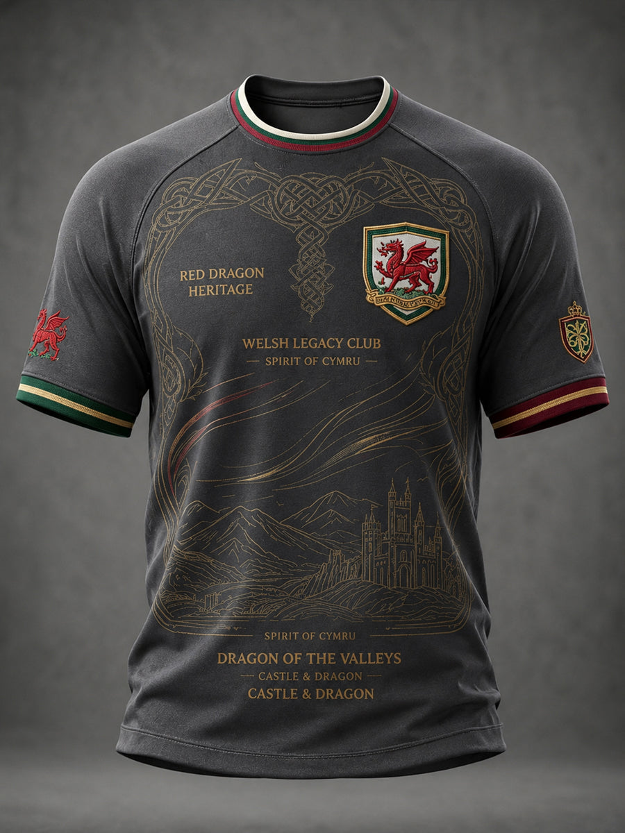 Men's Welsh Dragon Printed Casual short sleeves t-shirt