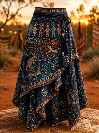 Women's Australia Naidoc Week Art Printed Irregular Skirt
