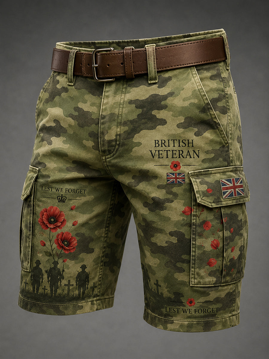 Men's Veteran Memorial Graphic Print Cropped Cargo Pants
