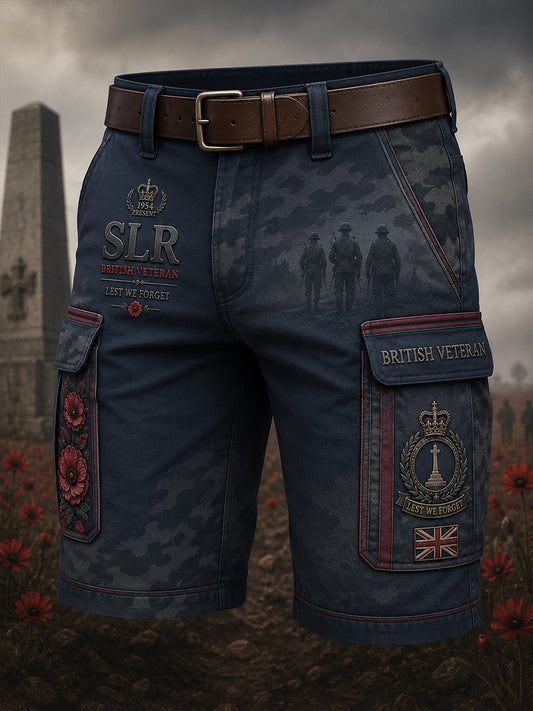 Men's Veteran Memorial Graphic Print Cropped Cargo Pants