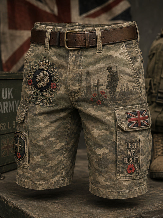 Men's Vintage-Style Camo-Print Utility Shorts