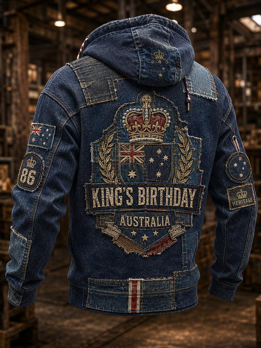 Men's King's Birthday Australia Oversized Drop-Shoulder Hoodie with Pockets