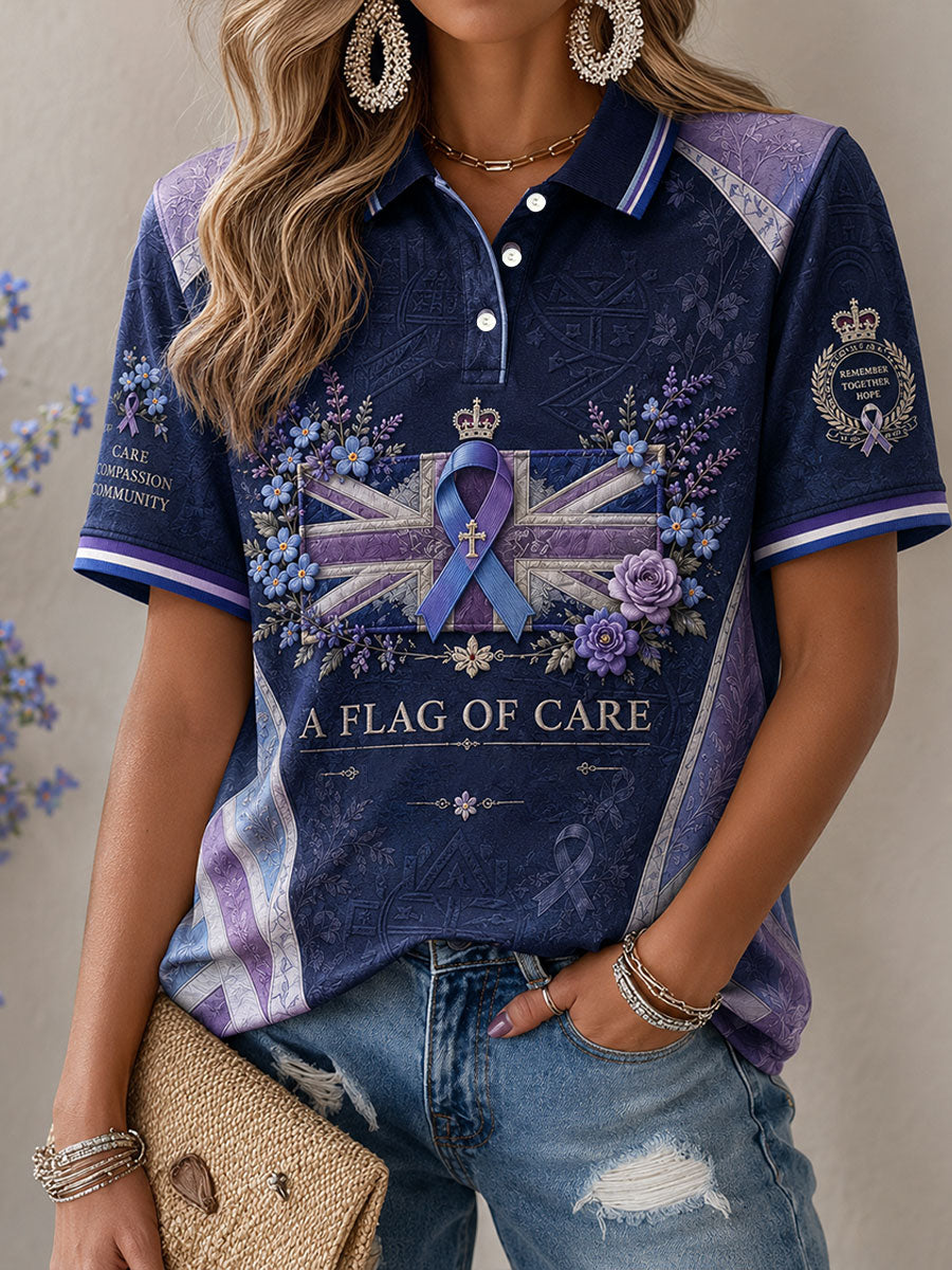 Women's UK Alzheimer's Awareness Floral Printed Casual Tops