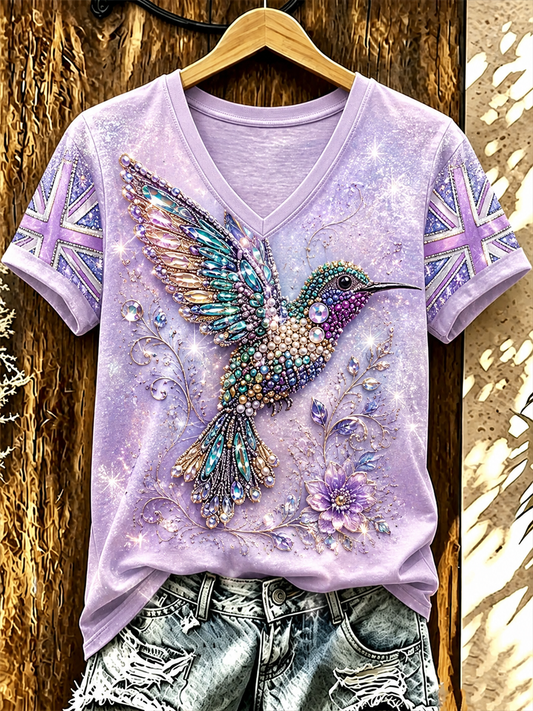 Women's UK Alzheimer's Awareness Floral Printed short-sleeved T-shirt