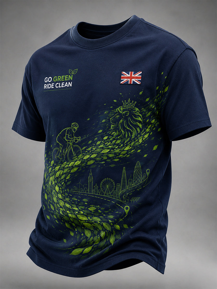 Men's Short-Sleeve T-Shirt Featuring A "Green Travel" Themed Print
