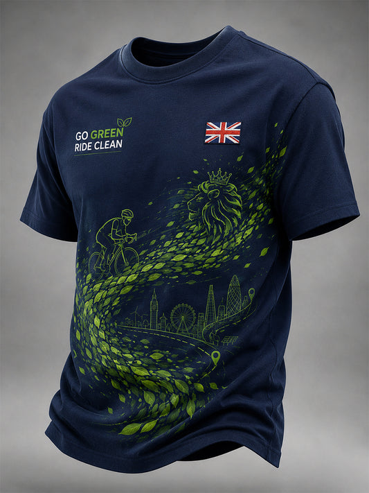 Men's Short-Sleeve T-Shirt Featuring A "Green Travel" Themed Print