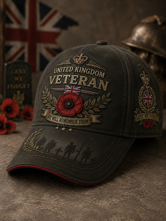 Men's Vintage-Style Cap Featuring Veteran-Themed Military Prints