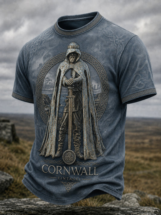 Men's Vintage Cornwall Arthur Legend Print T-Shirt