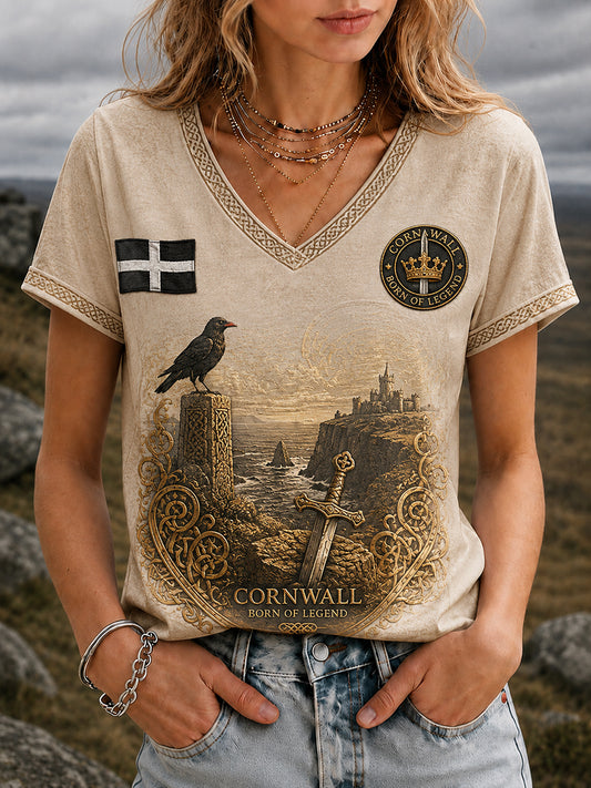 Women's Vintage Cornwall Arthur Legend Print T-Shirt