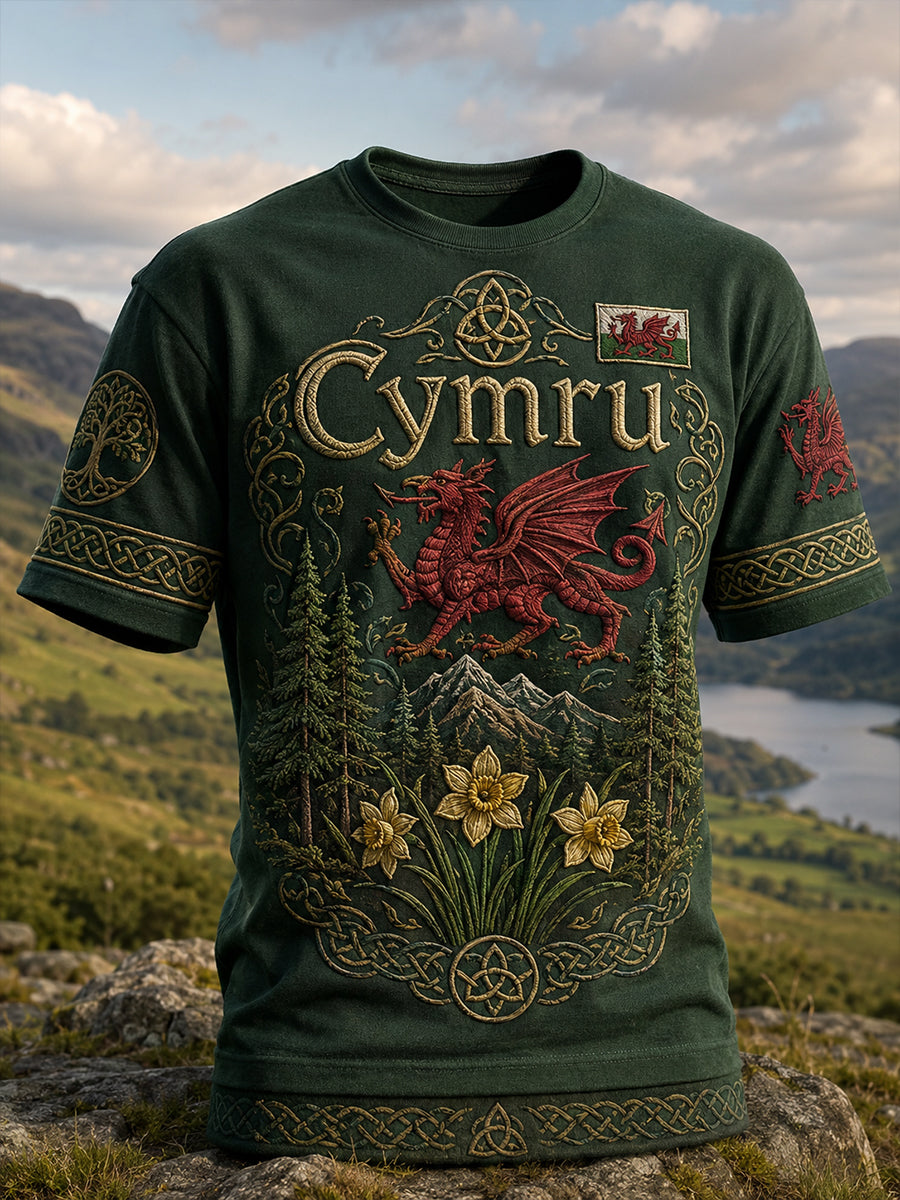 Men's Welsh Red Dragon Art Print T-Shirt