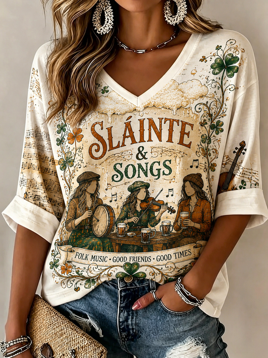 Women's Irish Music Festival Linen Short-Sleeved T-Shirt