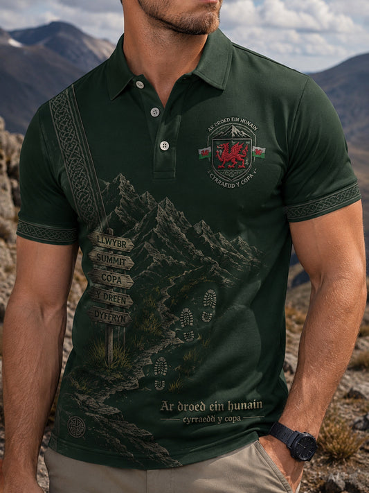 Men's Welsh Outdoor Running Art Print Polo