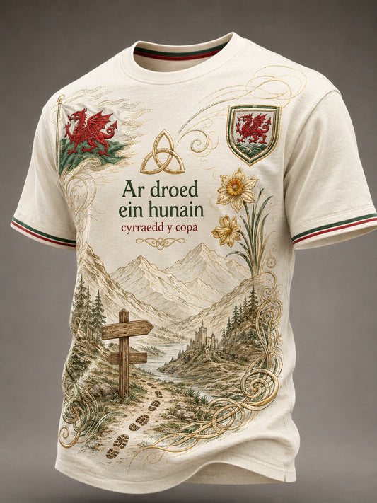 Men's Wales Outdoor Running Art Print T-Shirt