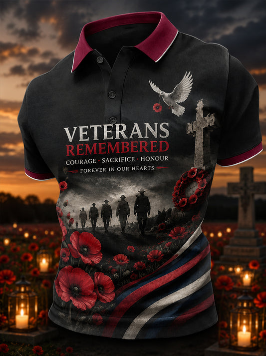 Men's Short-Sleeve Polo Shirt With British Veteran Commemorative Print