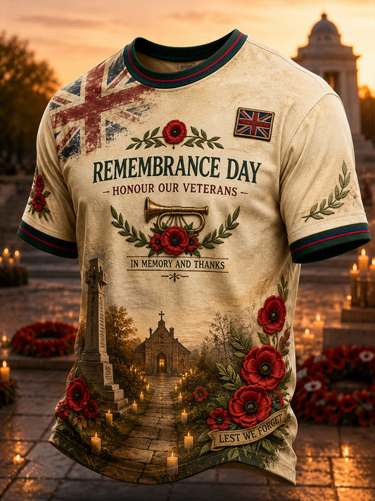 Men's Short-Sleeve T-Shirt With British Veteran Commemorative Print
