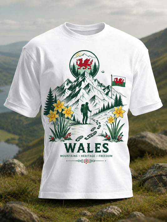 Men's Uk Wales Outdoor Running Graphic Print T-Shirt