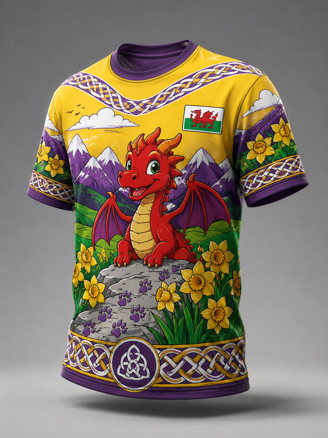 Men's Uk Wales Outdoor Running Graphic Print T-Shirt