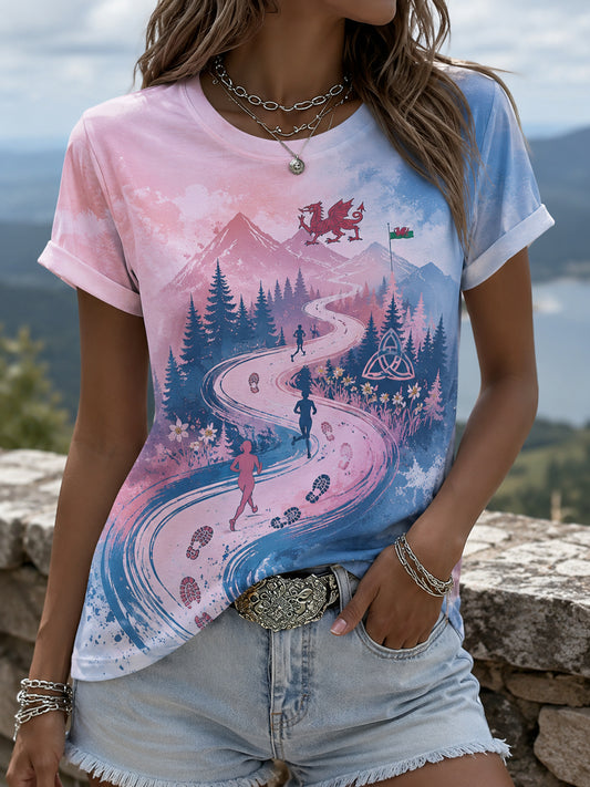 Women's Uk Wales Outdoor Running Graphic Print T-Shirt