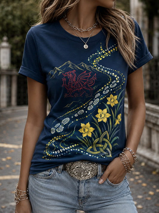 Women's Uk Wales Outdoor Running Graphic Print T-Shirt