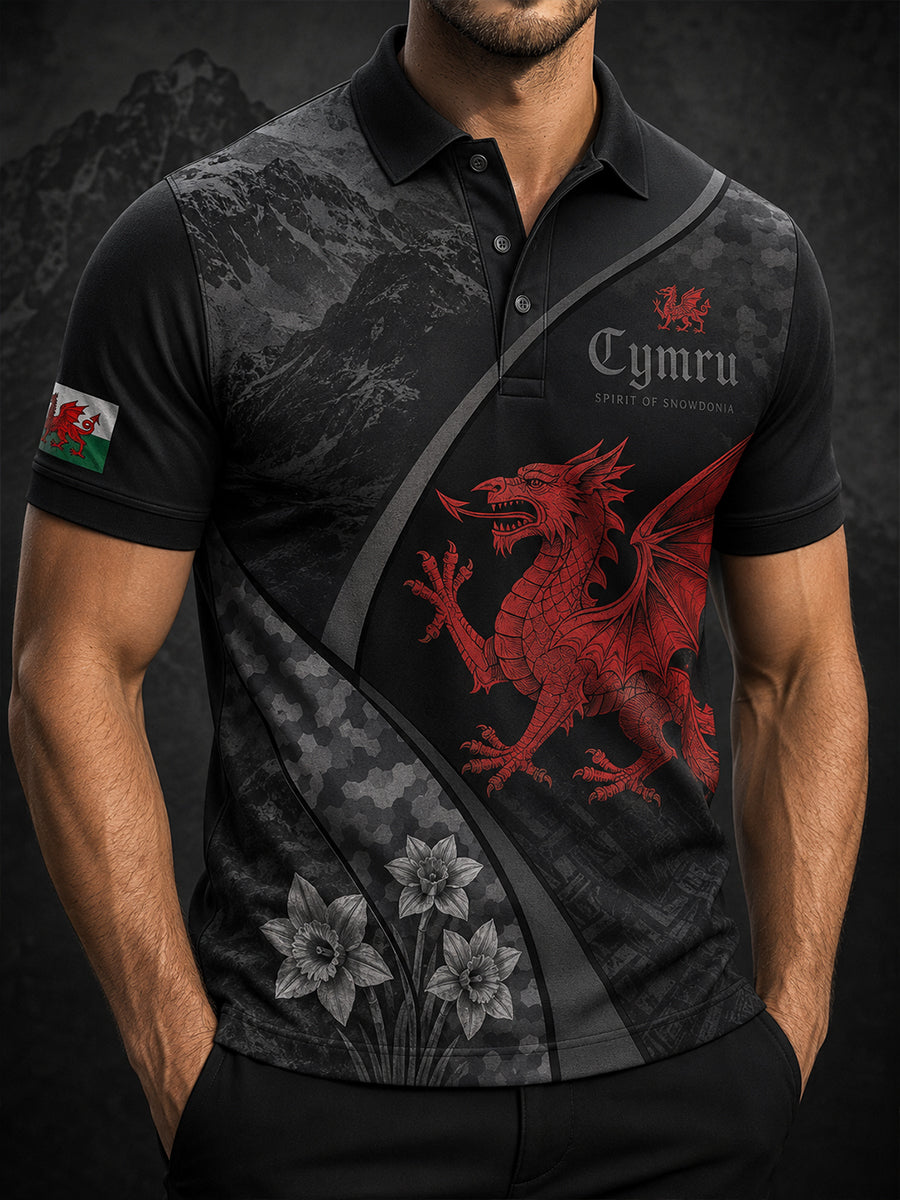 Men's Welsh Cultural Element Art Print Polo
