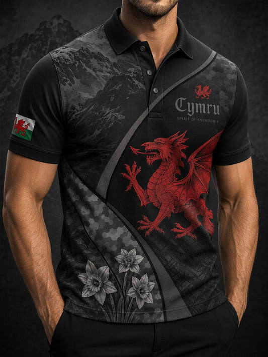 Men's Welsh Cultural Element Art Print Polo