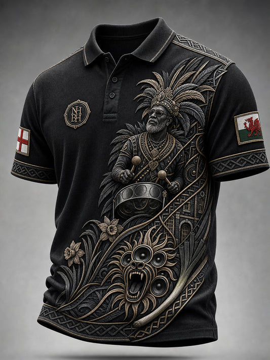 Men's Vintage-Style Casual Polo Shirt – London Notting Hill Carnival Print