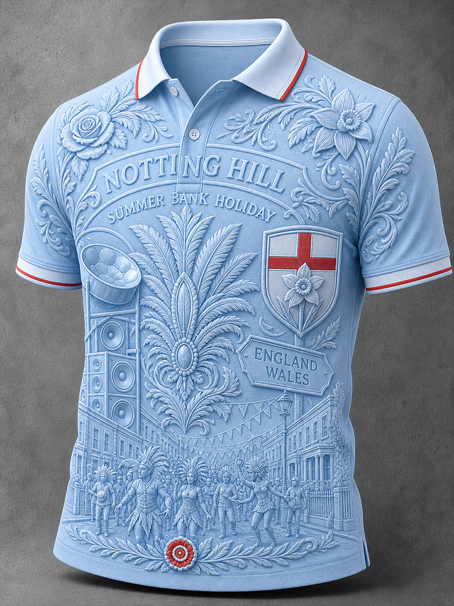 Men's Vintage-Style Casual Polo Shirt – London Notting Hill Carnival Print