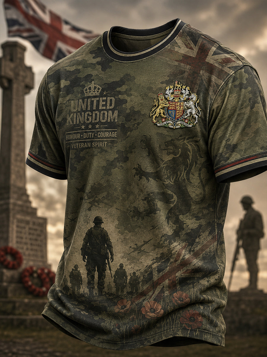 Men's Short-Sleeve T-Shirt With Vintage Veteran Commemorative Print