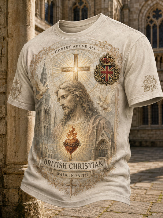 Men's Short-Sleeve T-Shirt With Christian Faith-Themed Print