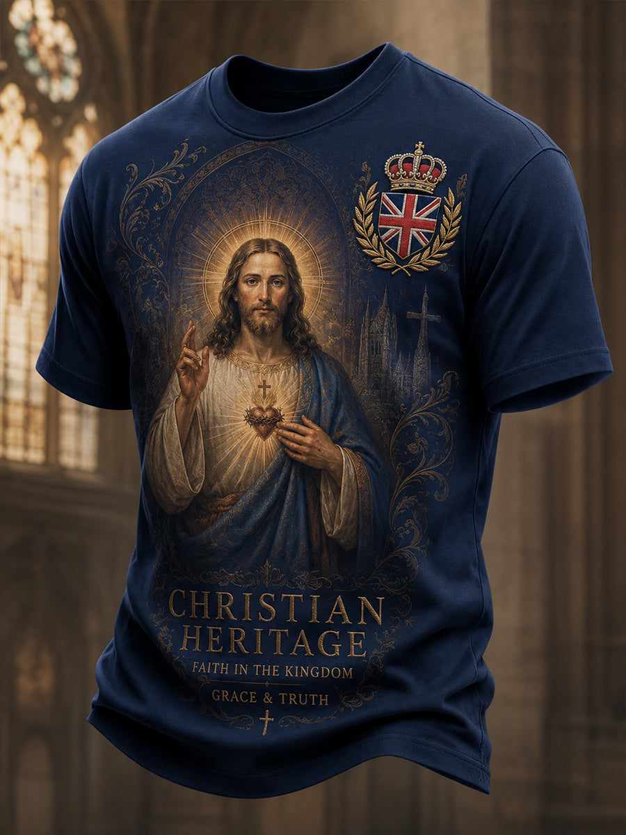 Men's Short-Sleeve T-Shirt With Christian Faith-Themed Print