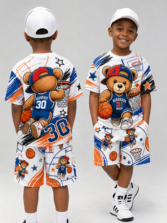 Children's Sports Style Short-Sleeve Shirt Set